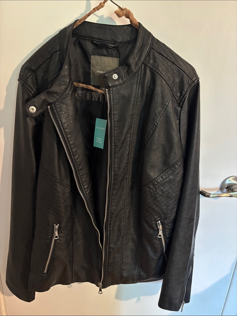 Maurices Black Faux Leather Quilted Moto Jacket